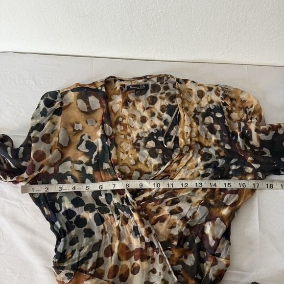 Massimo Dutti Animal Print Brown Leopard Long Sleeve Wrap Dress Women's‎ US 6 - Picture 7 of 9